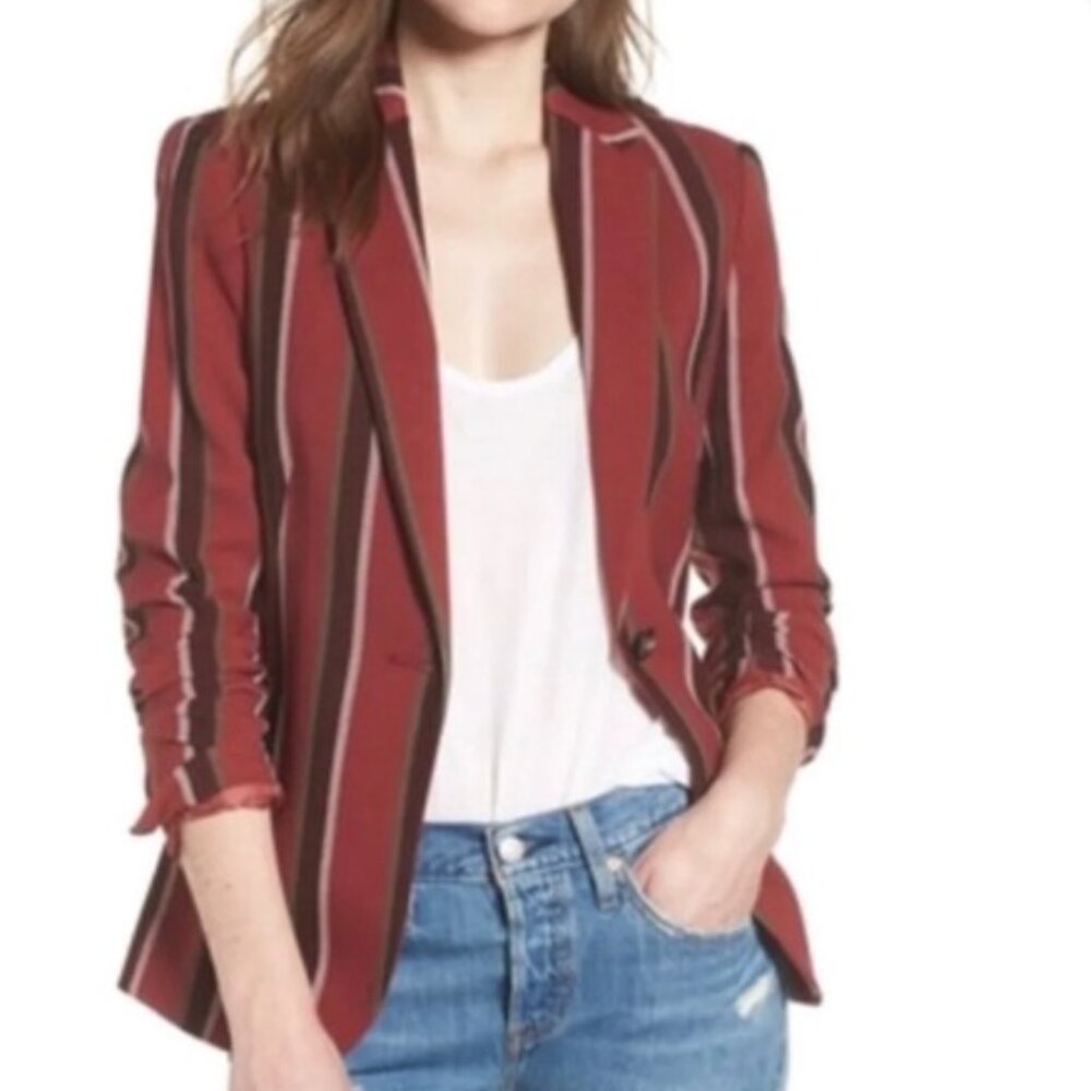 Mural Burgundy Striped Blazer Size Small